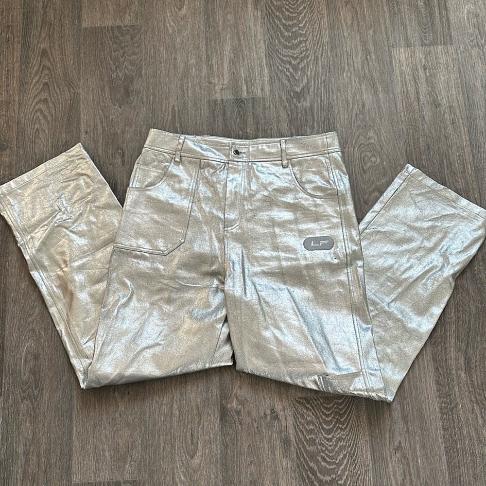 Super cool cyber space metallic chrome silver flare baggy pants bratz